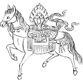 Tibetische Gebetsfahnen - Symbol - Pferd